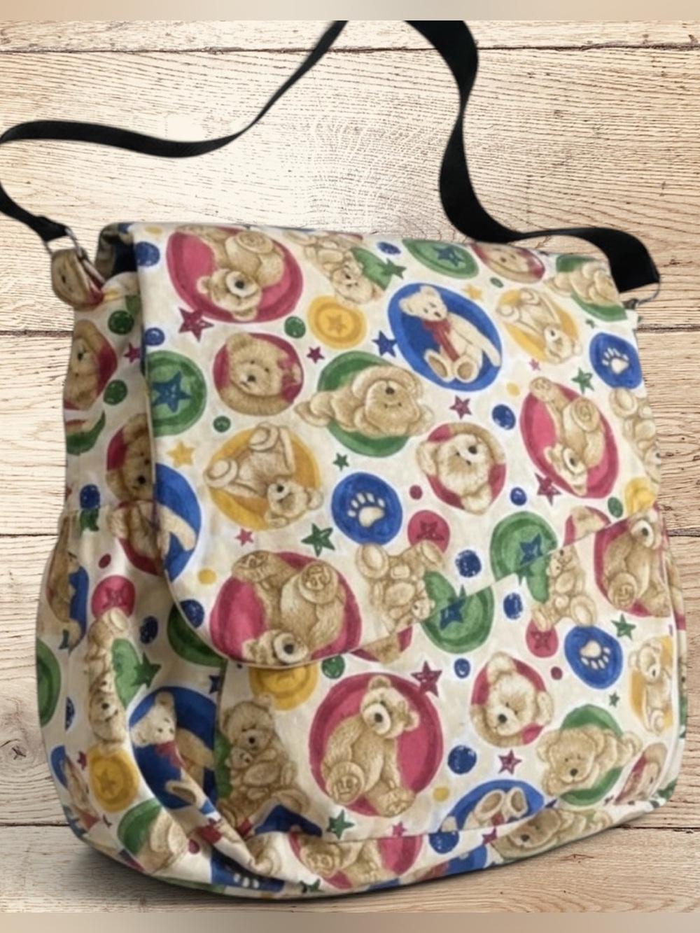 Handmade Teddy Bear Diaper Bag Fold Out Changing Station